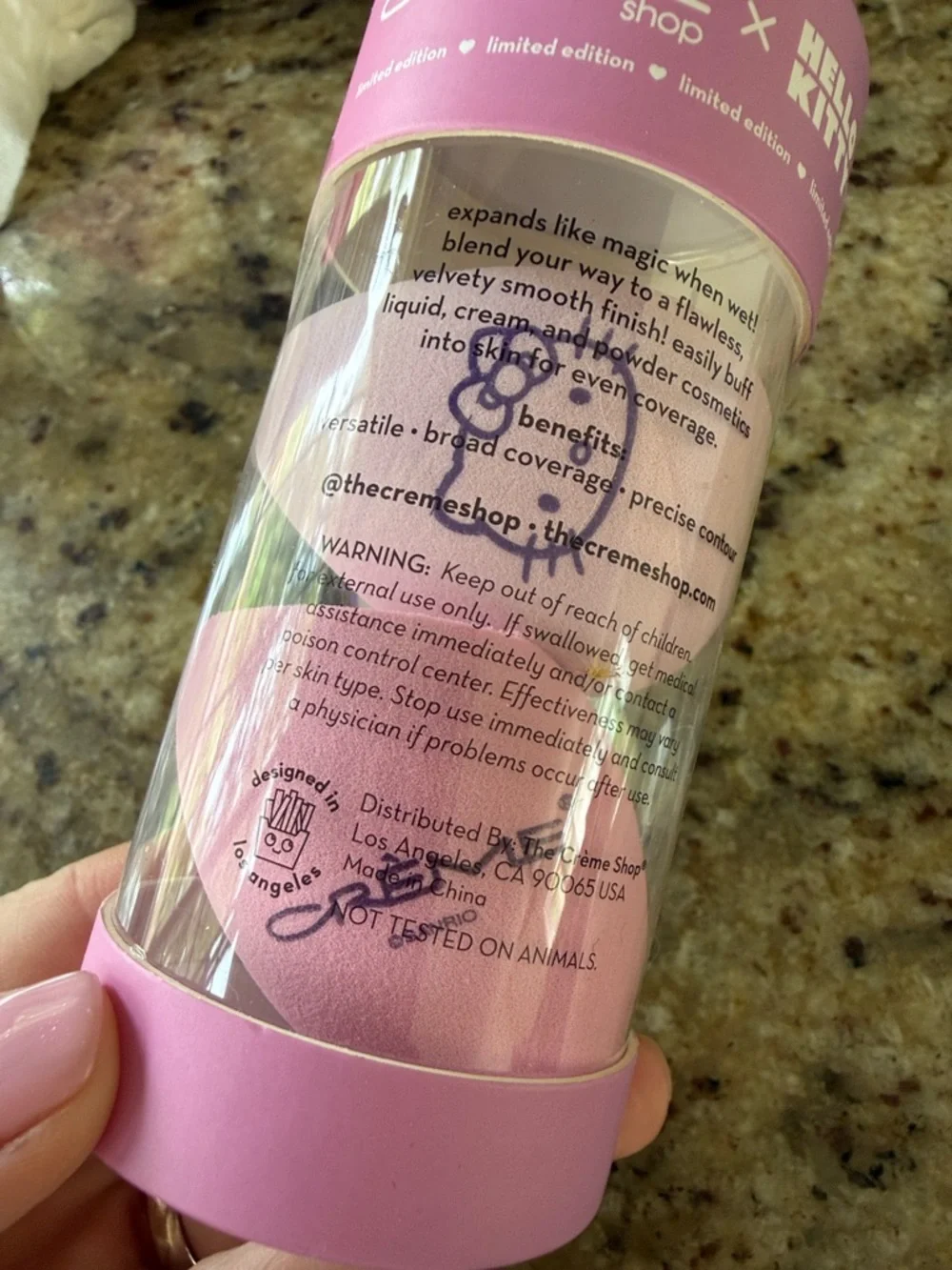 Hello Kitty Macaron Lip Balm and Blending Sponge Set - Pink, Lime Green, Blue - Picture 6 of 6